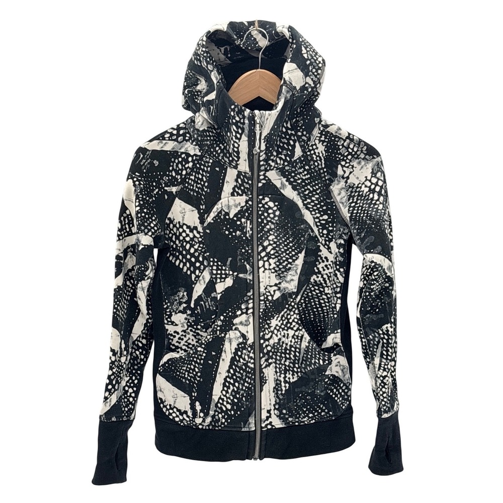 Lululemon Scuba Hoodie Full Zip Women‎ Size 4 Black White